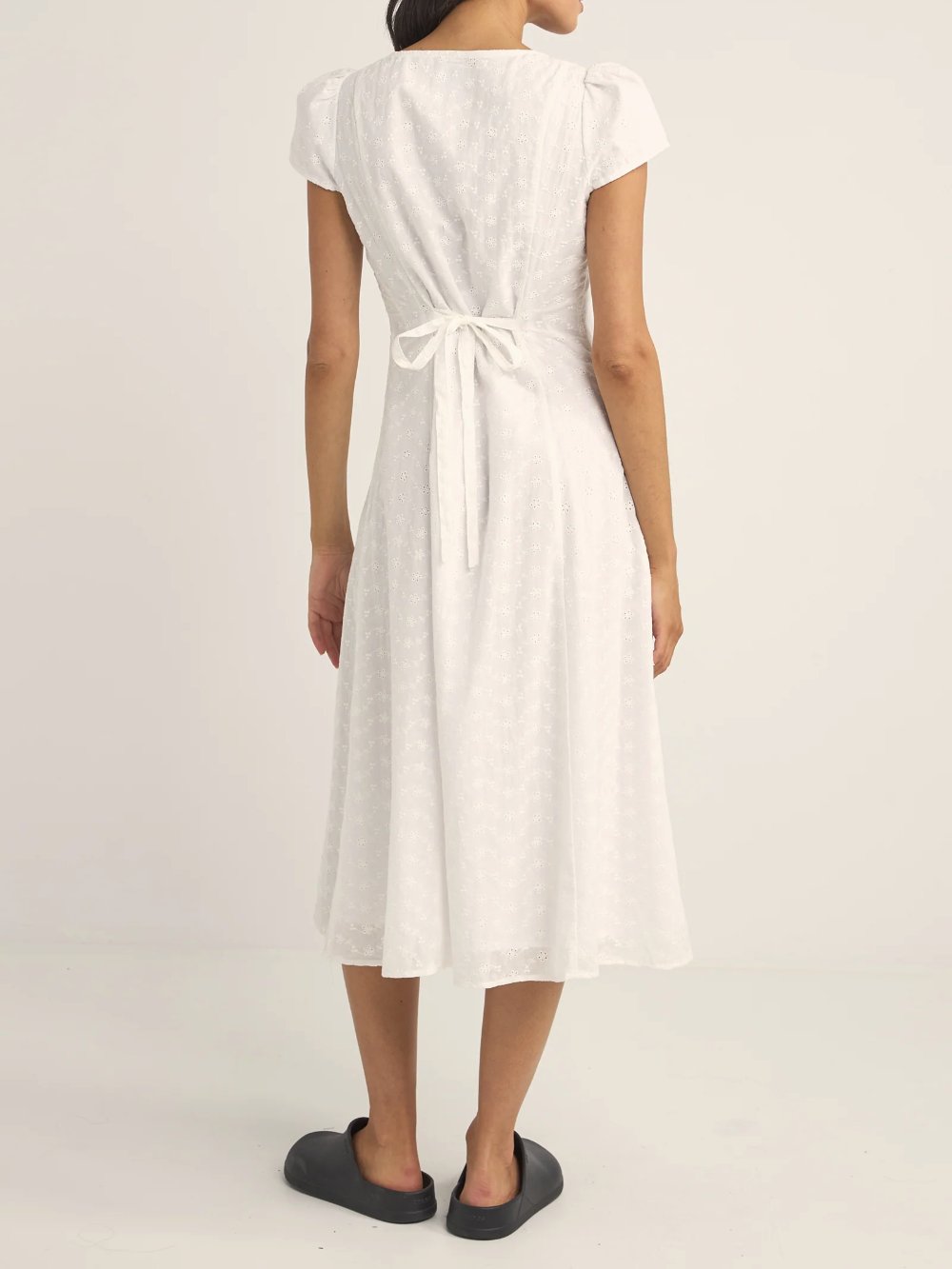 RHYTHM TALLULAH CAP SLEEVE DRESS WHITE