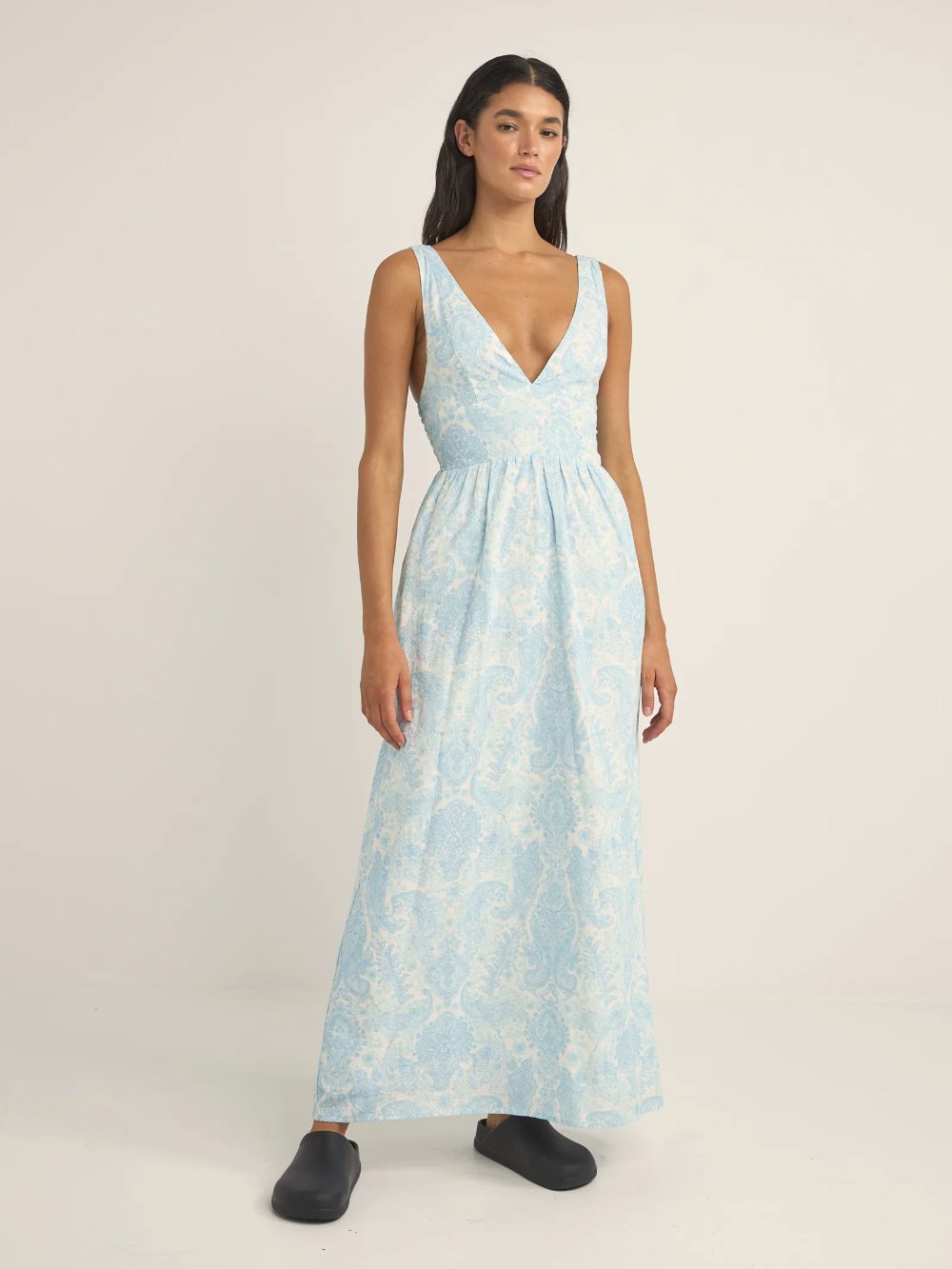 RHYTHM JEAN PAISLEY MAXI DRESS BLUE