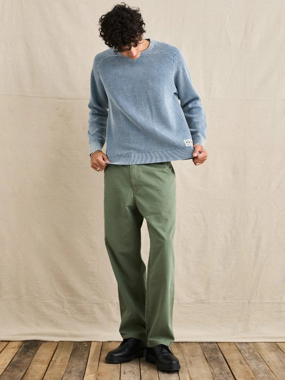 ROARK POLU CREW KNIT WASHED BLUE