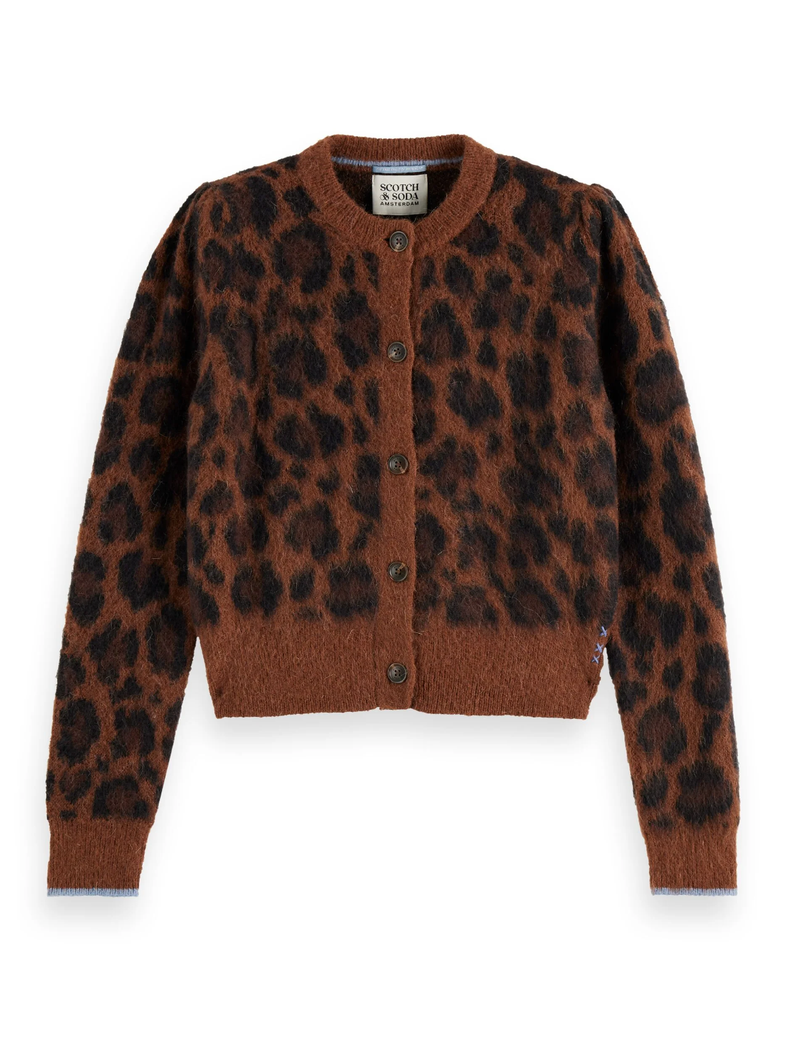 S&S FUZZY JACQUARD CARDIGAN PEACE LEOPARD 