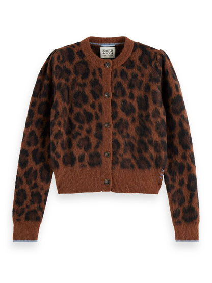 S&S FUZZY JACQUARD CARDIGAN PEACE LEOPARD 