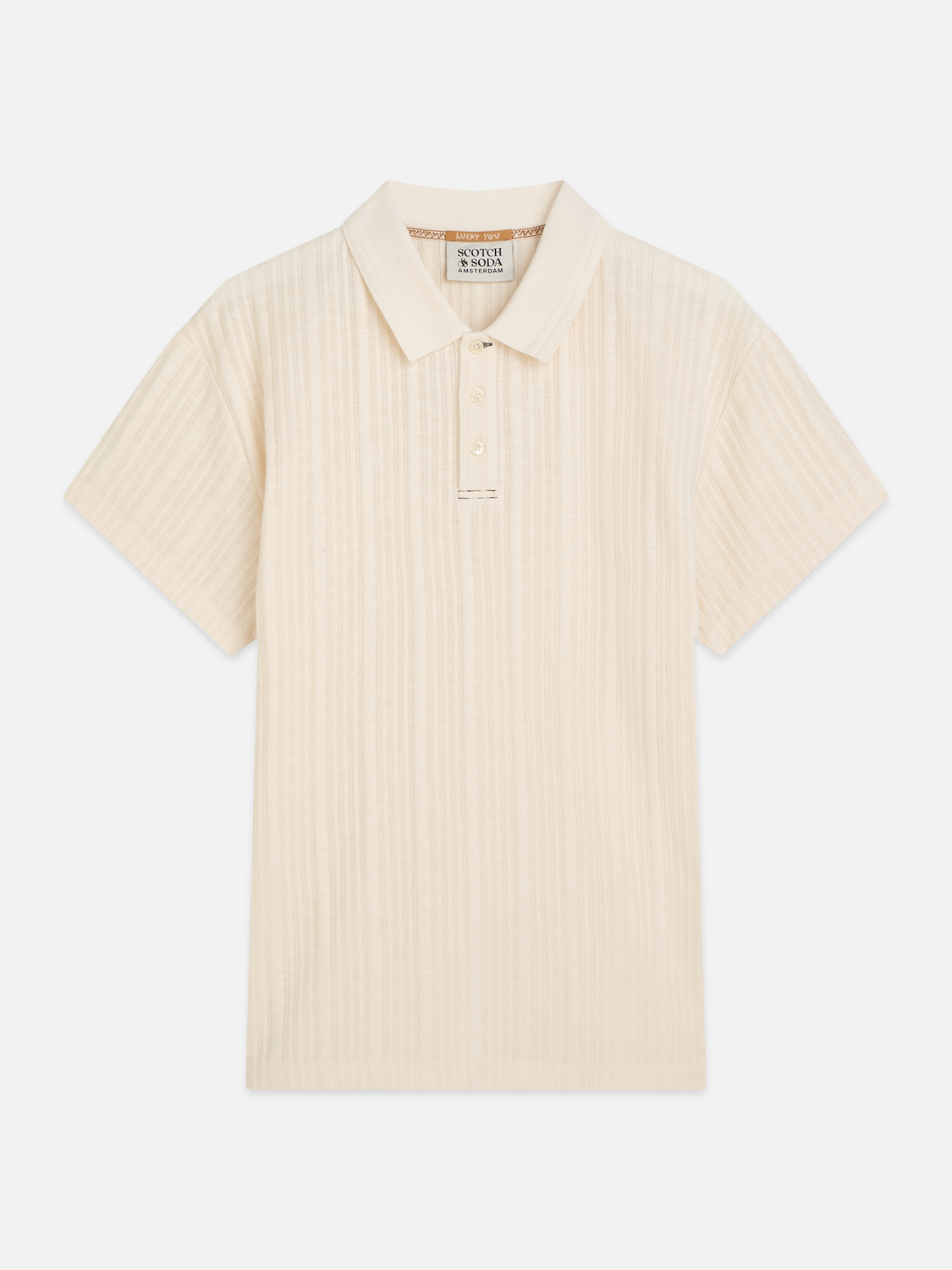 S&S STRUCTURED RIBBED RELAXED FIT POLO EGGNOG 