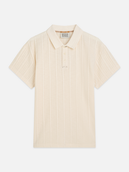 S&S STRUCTURED RIBBED RELAXED FIT POLO EGGNOG 