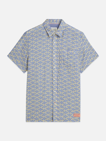S&S PRINTED LINEN REGULAR FIT SHORT SLEEVE SHIRT CACTUS STRIPE