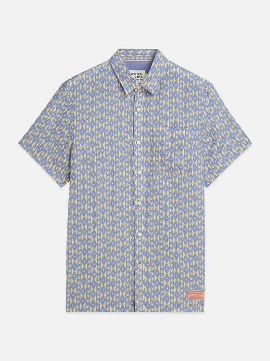 S&S PRINTED LINEN REGULAR FIT SHORT SLEEVE SHIRT CACTUS STRIPE
