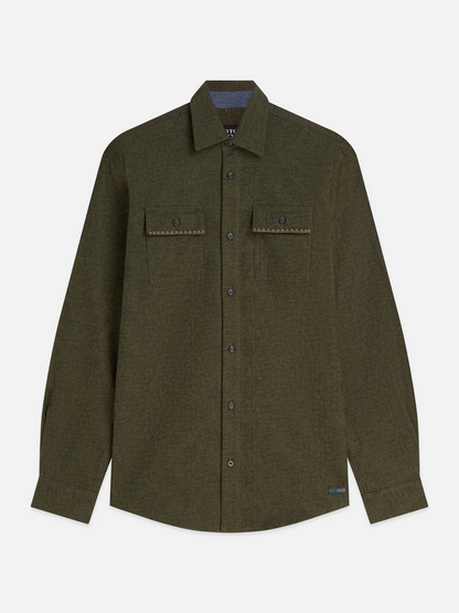 S&S MELANGE REGULAR FIT SHIRT FOREST NIGHT 