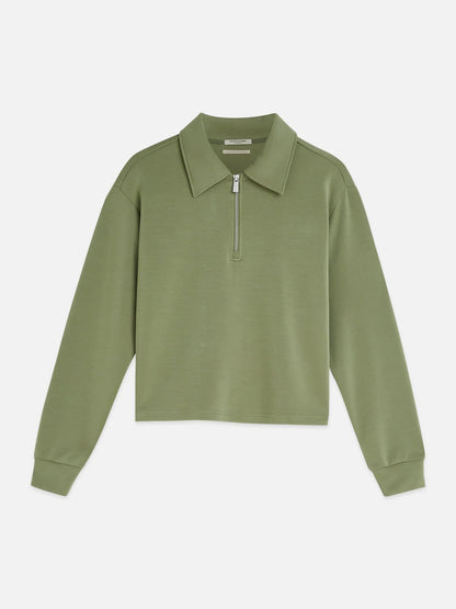 S&S QUARTER ZIP TENCEL SWEATSHIRT OIL GREEN 