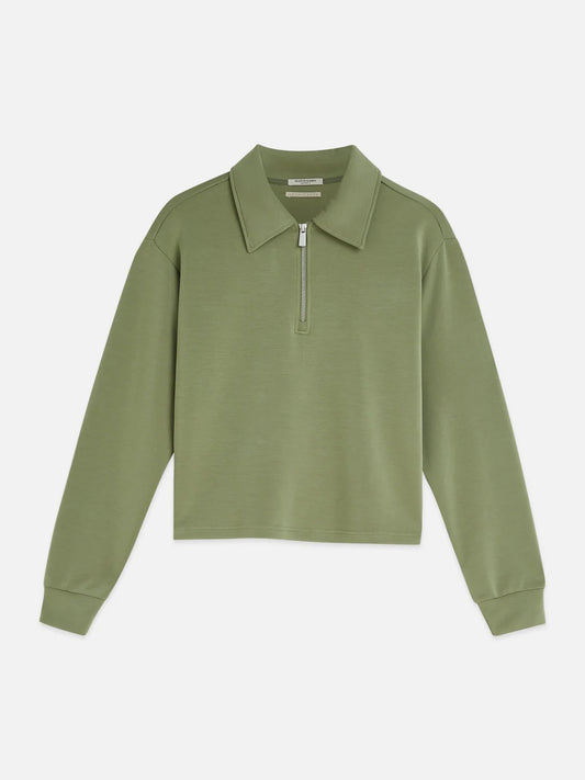 S&S QUARTER ZIP TENCEL SWEATSHIRT OIL GREEN 