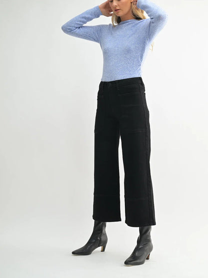 JUST BLACK DENIM HIGH RISE CROPPED WIDE LEG BLACK 