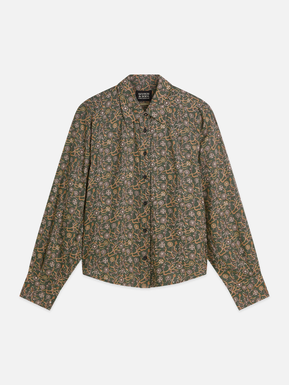 S&S PRINTED RELAXED FIT SHIRT SURREAL FLOWER THYME 