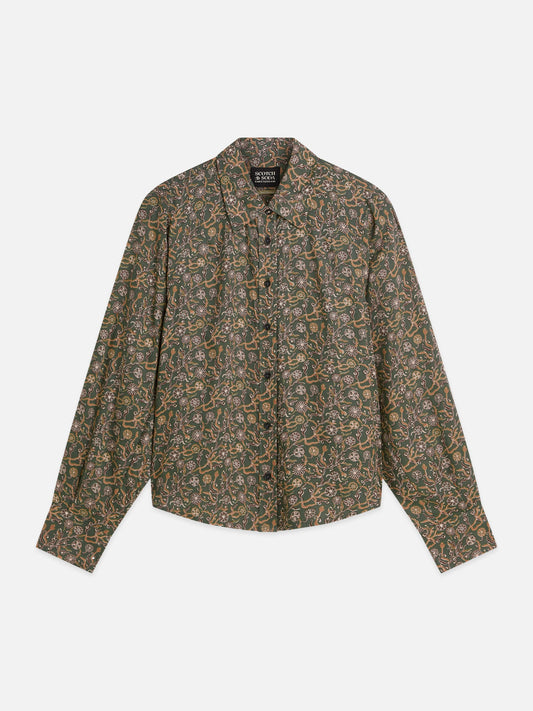 S&S PRINTED RELAXED FIT SHIRT SURREAL FLOWER THYME 