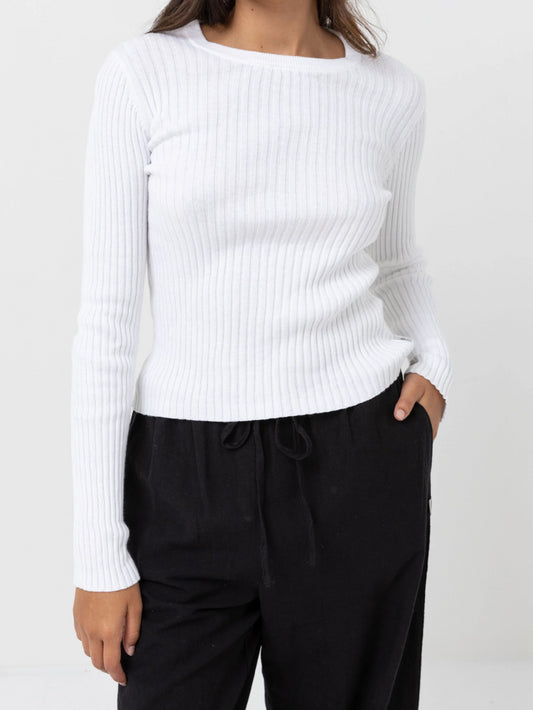 RHYTHM CLASSIC KNIT L/S TOP WHITE