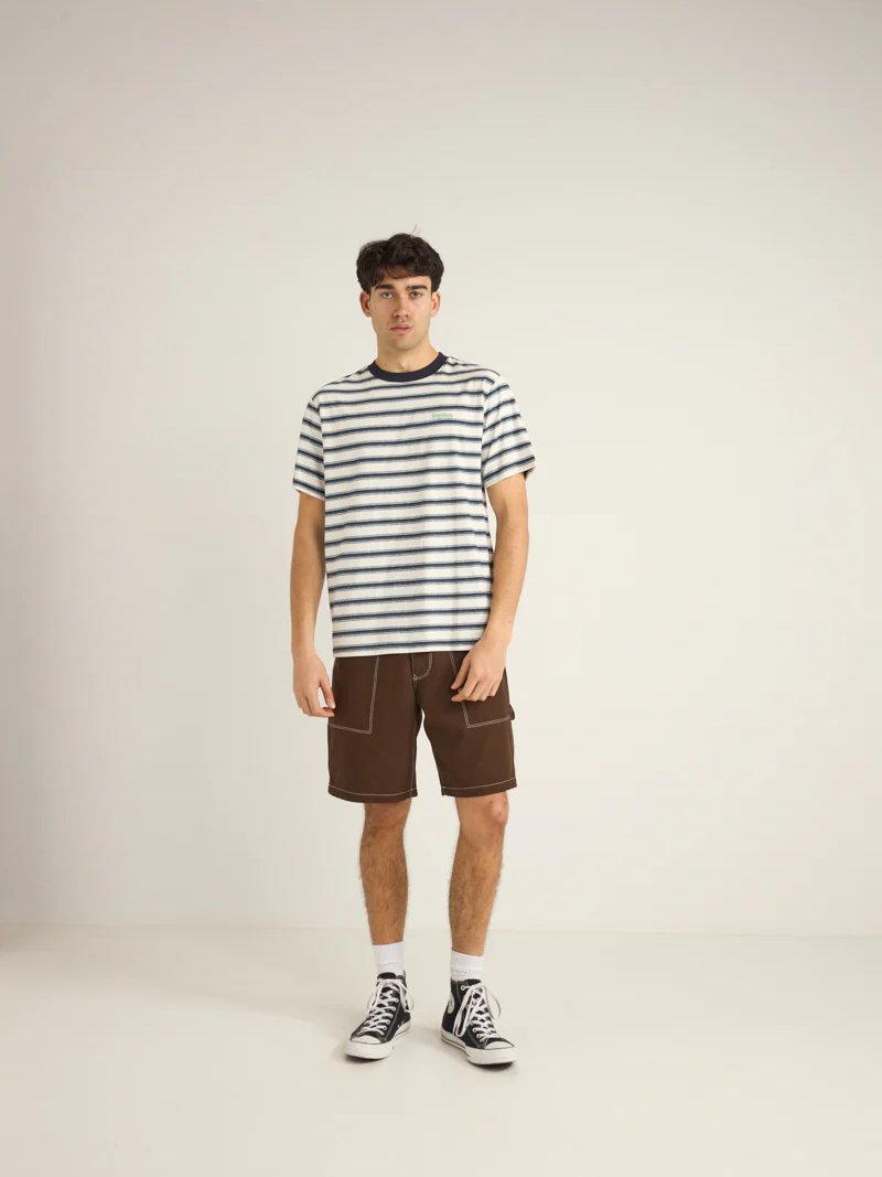RHYTHM EVERYDAY STRIPE T-SHIRT V WHITE