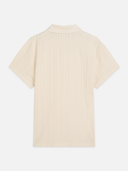 S&S STRUCTURED RIBBED RELAXED FIT POLO EGGNOG 