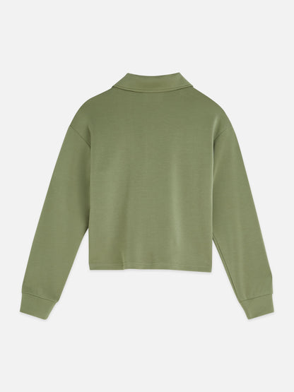 S&S QUARTER ZIP TENCEL SWEATSHIRT OIL GREEN 
