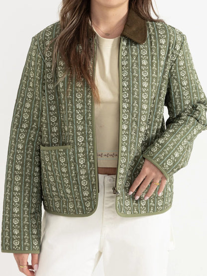 RHYTHM VINTAGE FLORAL QUILTED JACKET DUSTY OLIVE