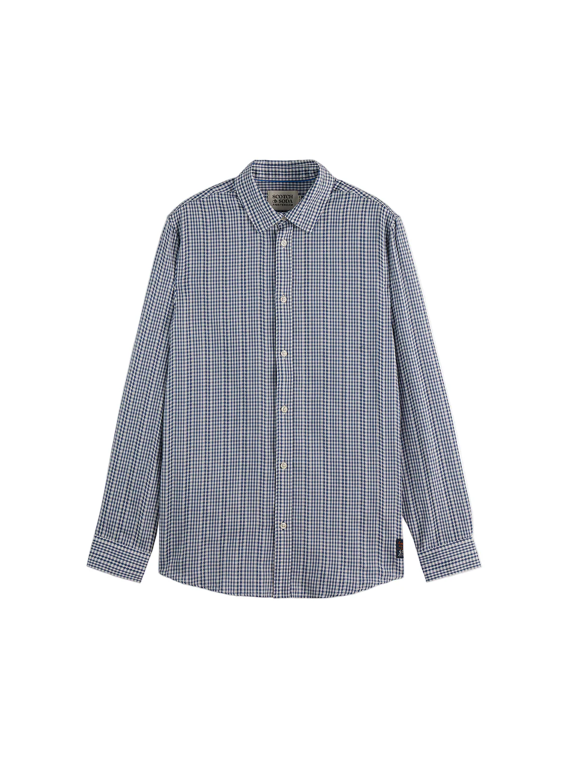 S&S MICROCHECK COTTON POPLIN SHIRT OCEANA