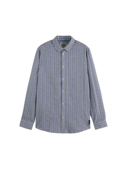S&S MICROCHECK COTTON POPLIN SHIRT OCEANA