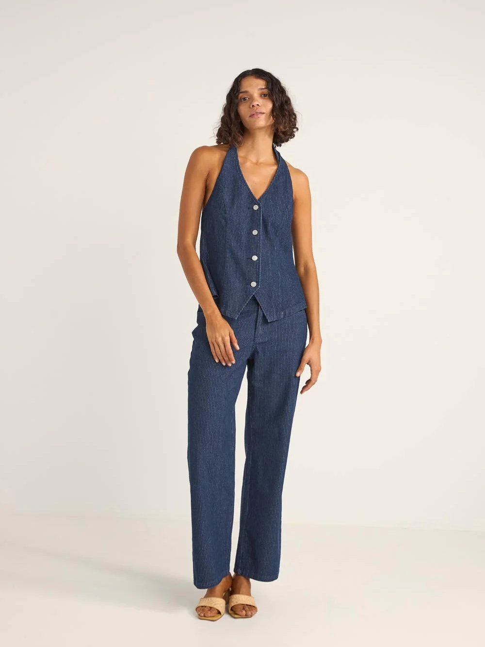 RHYTHM PINSTRIPE MID-RISE PANT INDIGO
