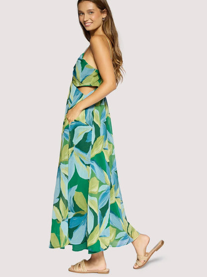 L+W NEROLI WAVE MAXI DRESS GREEN MULTI 