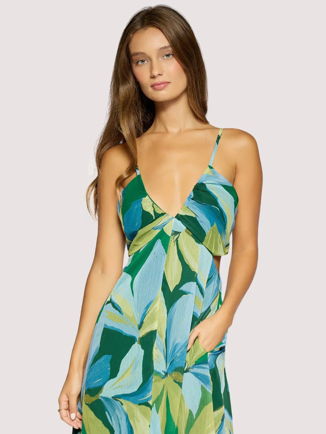 L+W NEROLI WAVE MAXI DRESS GREEN MULTI 