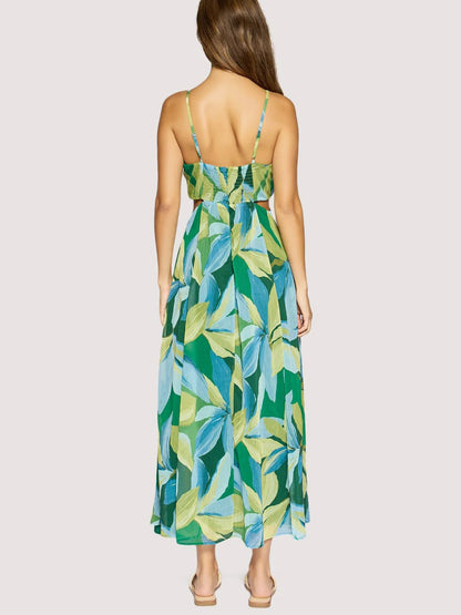 L+W NEROLI WAVE MAXI DRESS GREEN MULTI 