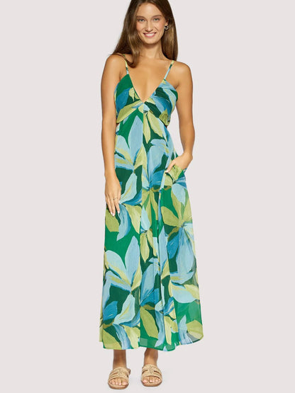L+W NEROLI WAVE MAXI DRESS GREEN MULTI 