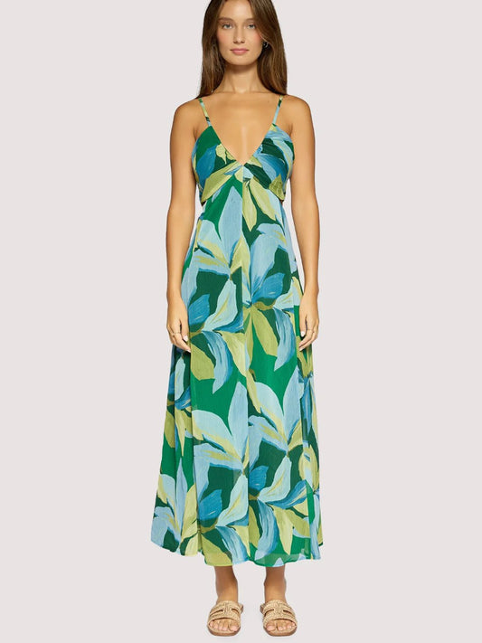 L+W NEROLI WAVE MAXI DRESS GREEN MULTI 
