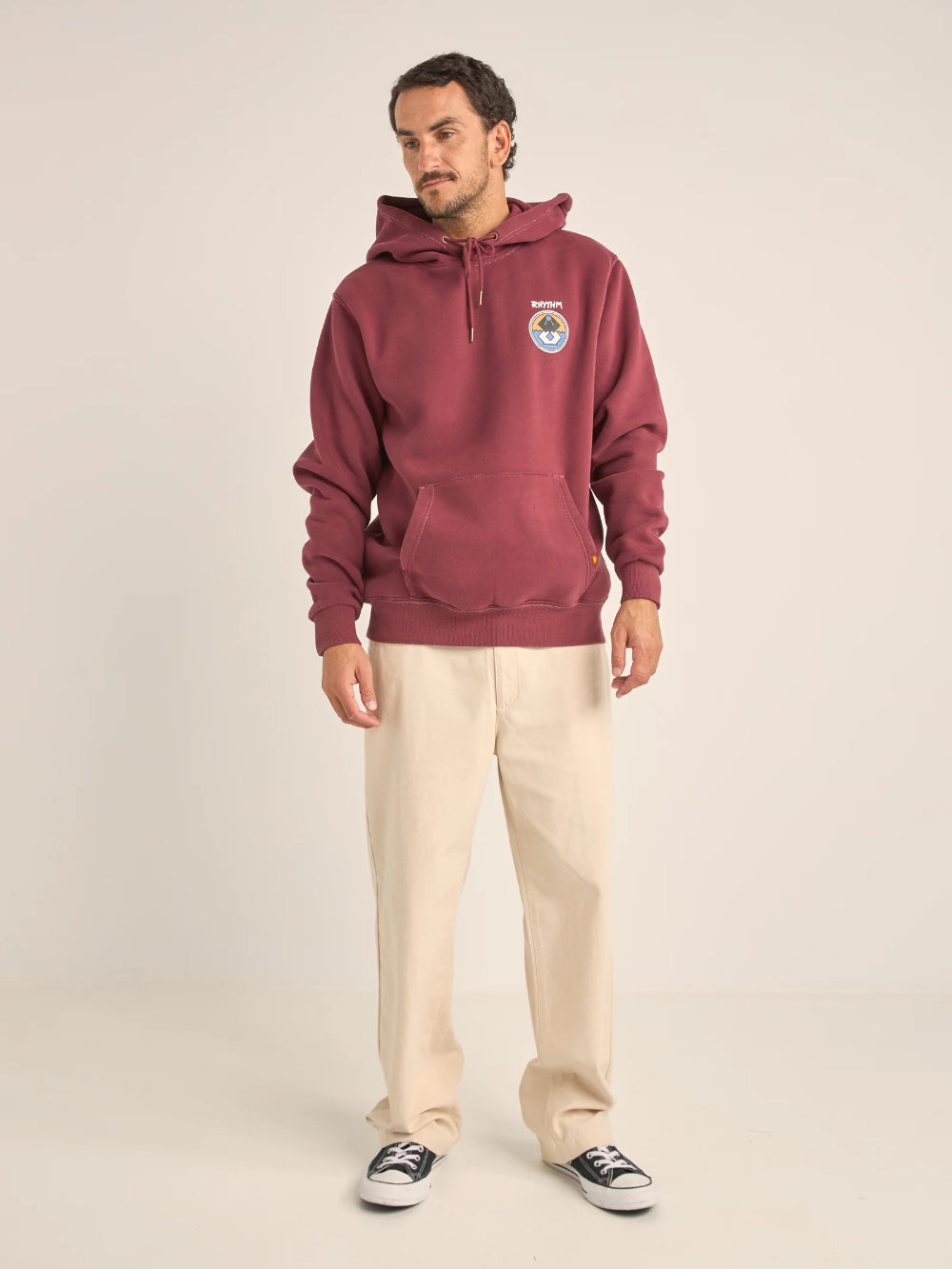 RHYTHM CHANNEL FLEECE HOOD MERLOT