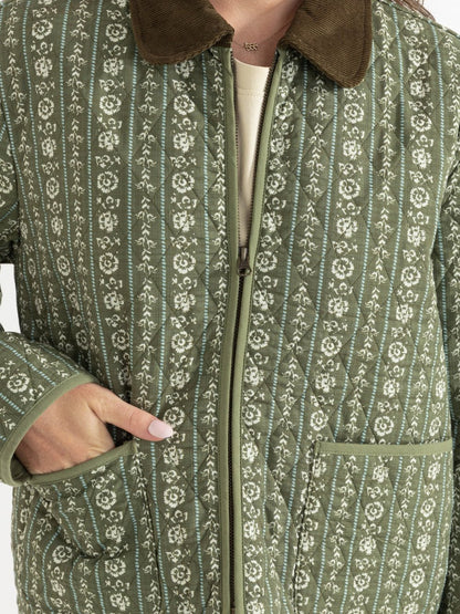 RHYTHM VINTAGE FLORAL QUILTED JACKET DUSTY OLIVE