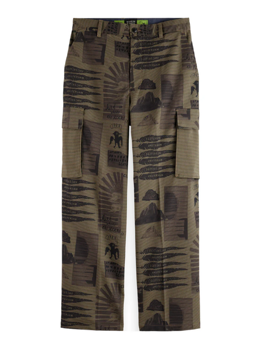 S&S BAGGY FIT PRINTED CARGO PANT ART DEPT HOUNDSTOOTH