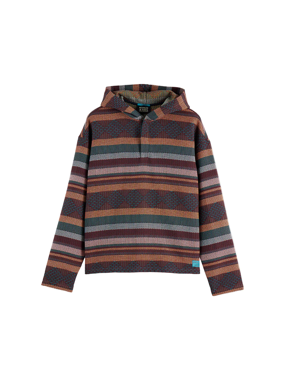 S&S JACQUARD RELAXED-FIT HOODIE PIXEL JACQUARD STRIPE 