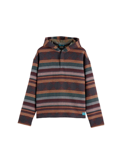 S&S JACQUARD RELAXED-FIT HOODIE PIXEL JACQUARD STRIPE 