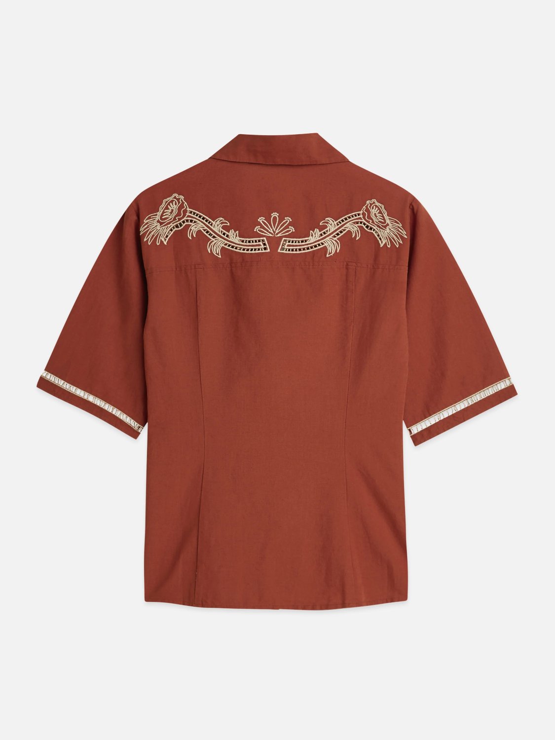 S&S EMBROIDERED FITTED SHIRT BURNT HENNA