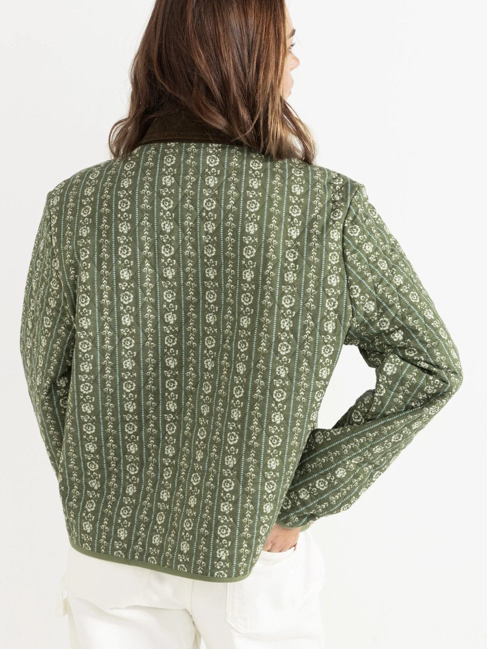 RHYTHM VINTAGE FLORAL QUILTED JACKET DUSTY OLIVE