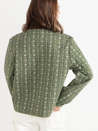 RHYTHM VINTAGE FLORAL QUILTED JACKET DUSTY OLIVE