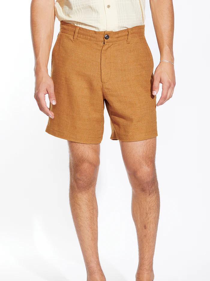 CIVIL SOCIETY VITO LINEN BLEND SHORT SUDAN BROWN 