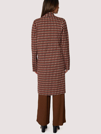 LOST + WANDER LORENZA CARDIGAN RUST BROWN PLAID 