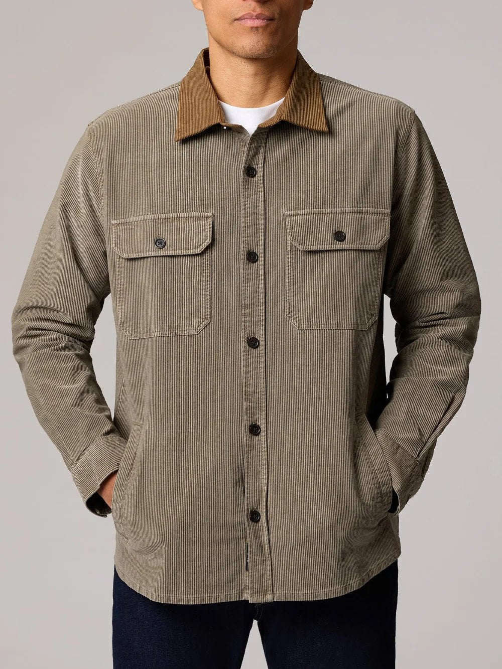 MAVI CORDUROY OVERSHIRT STONE GRAY 