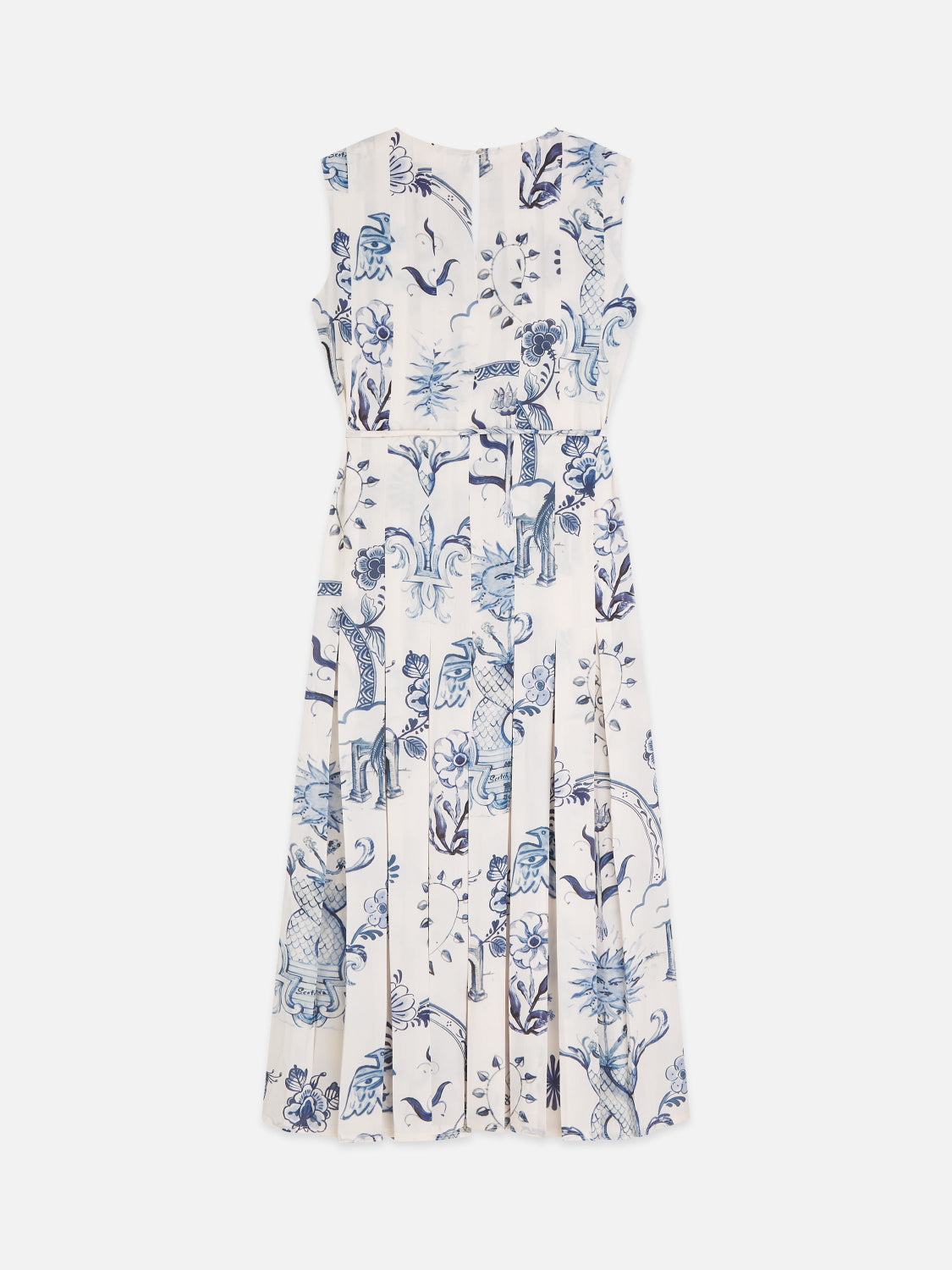 S&S PRINTED PLEATED DRESS DELFT TILES BLUE