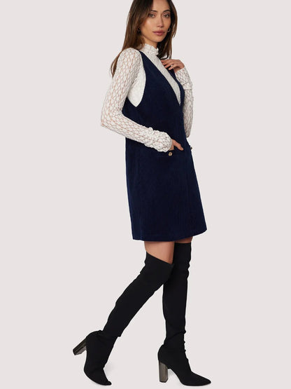 LOST + WANDER TWILIGHT ALLURE V-NECK MINI DRESS MDNT NAVY