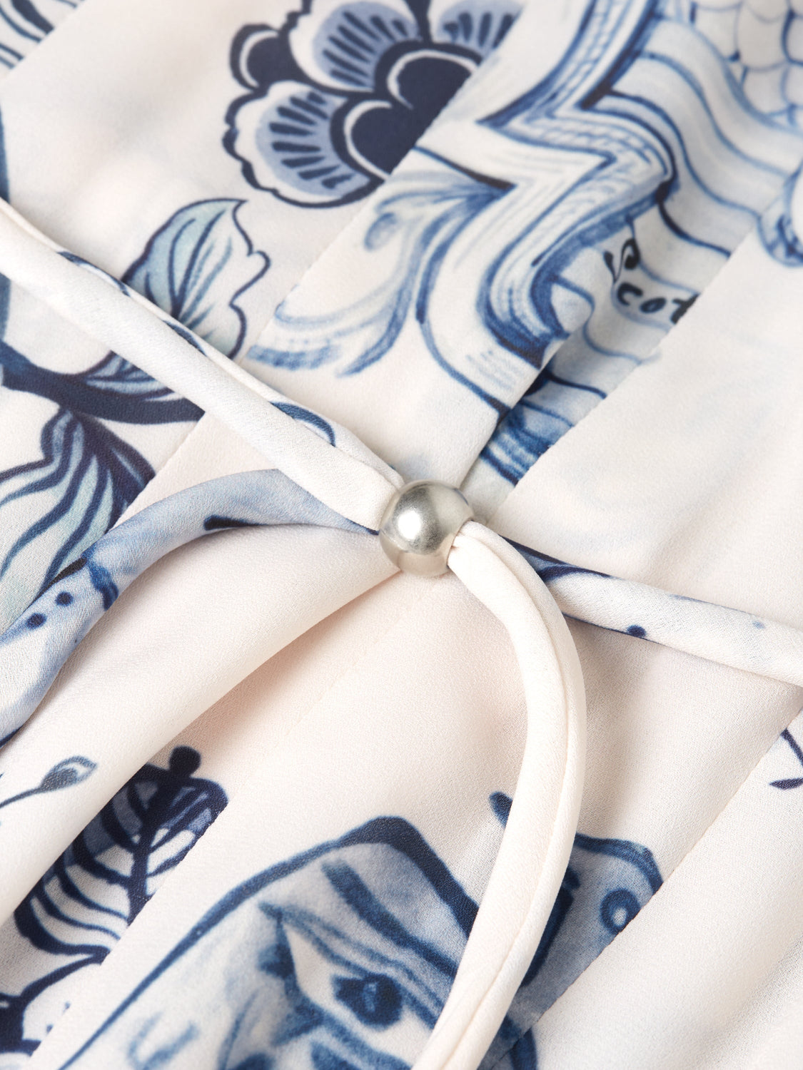 S&S PRINTED PLEATED DRESS DELFT TILES BLUE