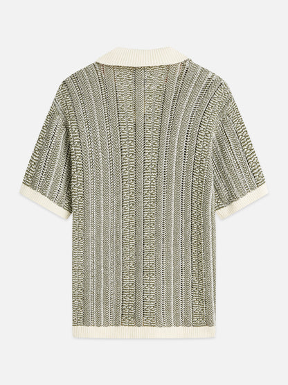 S&S MULTI STITCH DROPPED SHOULDER POLO EGGNOG MELANGE 