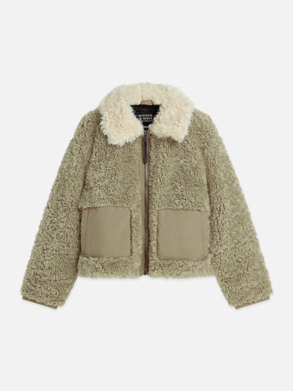 S&S FAUX FUR SHORT JACKET ALUMINUM 