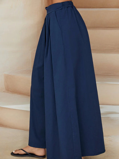 COTTON POPLIN EXTRA WIDE LEG TROUSERS