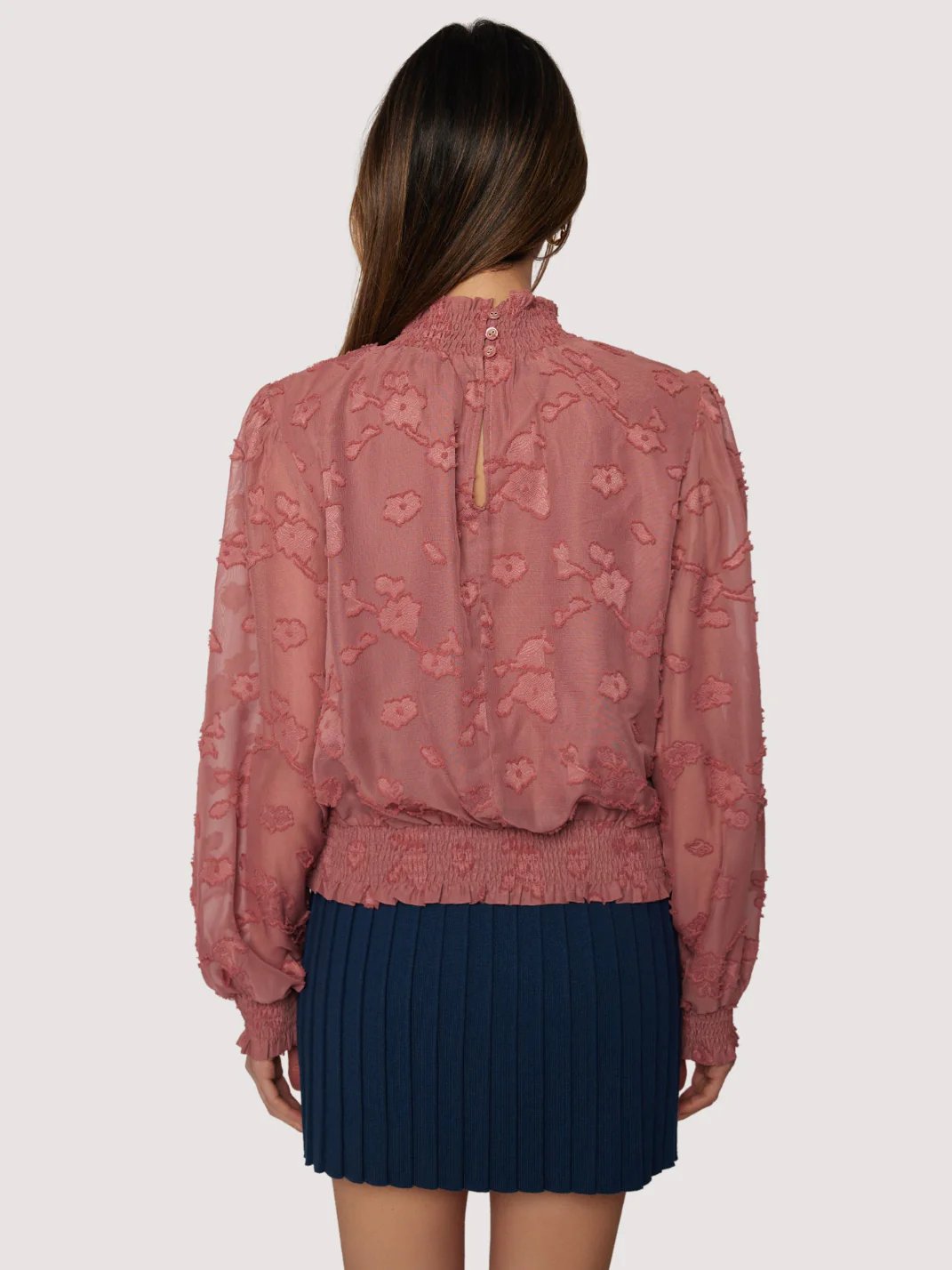 L+W FABLE CHARM MOCK NECK TOP DUSTY ROSE