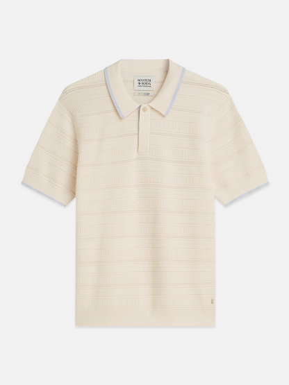 S&S STRUCTURED KNIT REGULAR FIT POLO EGGNOG