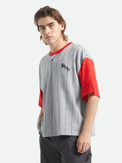BRIXTON BOXY BASEBALL T-SHIRT HGREY