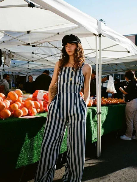 BRIXTON MYKONOS STRIPE JUMPSUIT DEEP SEA