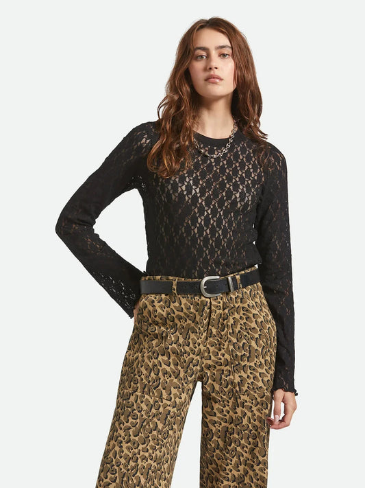 BRIXTON DOLLY SLIM LS KNIT TOP BLACK 